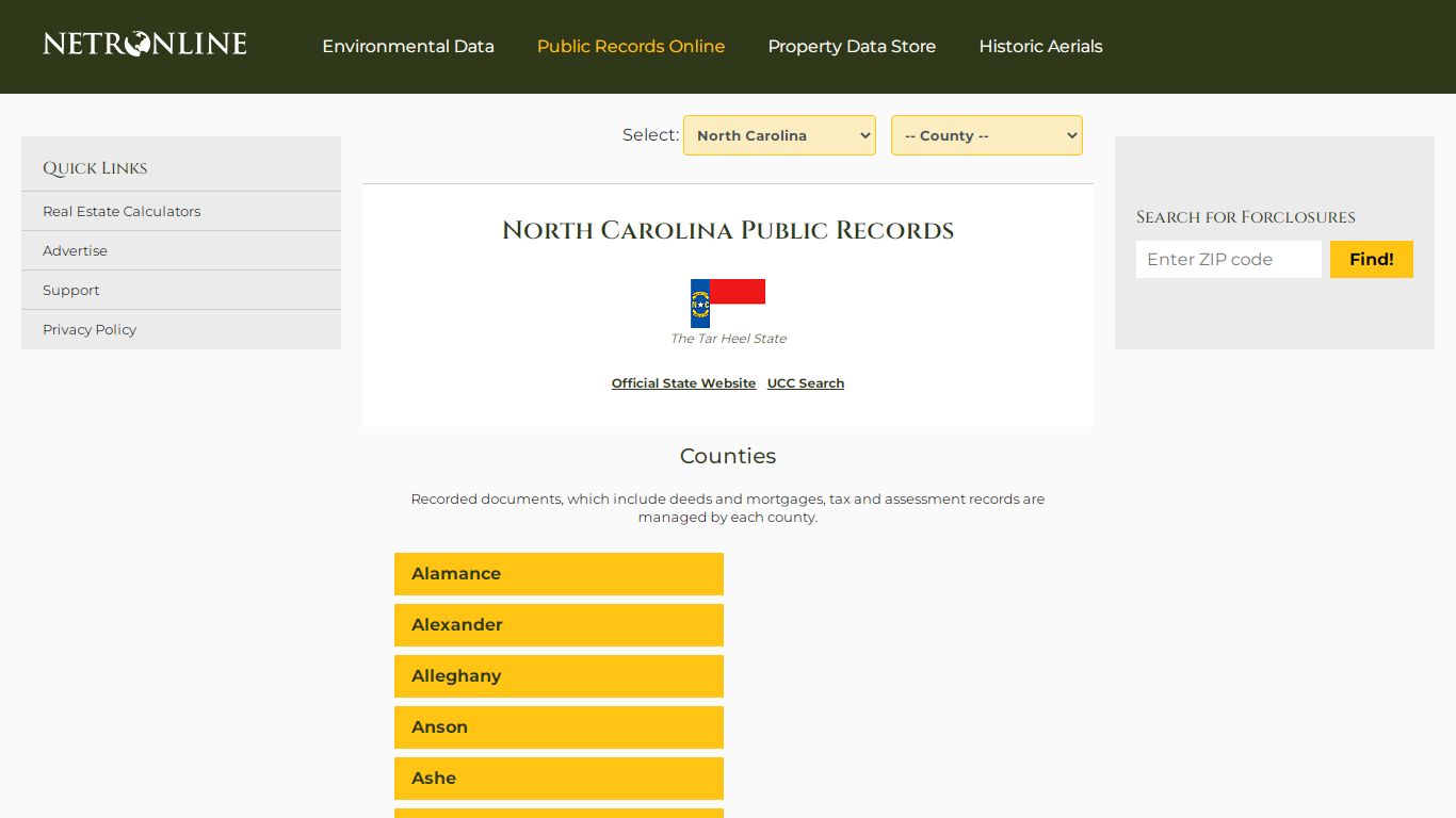North Carolina Public Records Online Directory - NETROnline.com